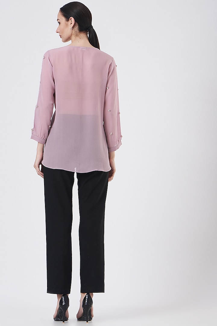 Purple Embroidered Georgette Top by Sejal Jain at Pernia's Pop Up Shop