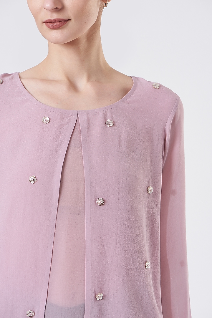 Purple Embroidered Georgette Top by Sejal Jain at Pernia's Pop Up Shop