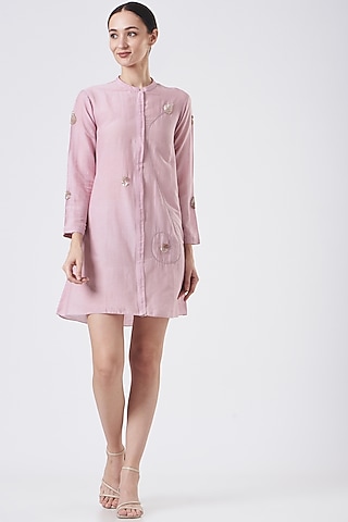 Purple Embroidered MIni Dress by Sejal Jain