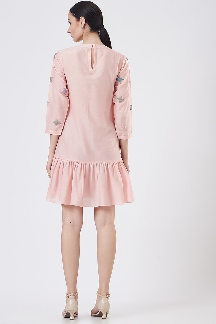 Baby PInk Cotton Silk Mini Summer Dress by Sejal Jain at Pernia's Pop Up Shop