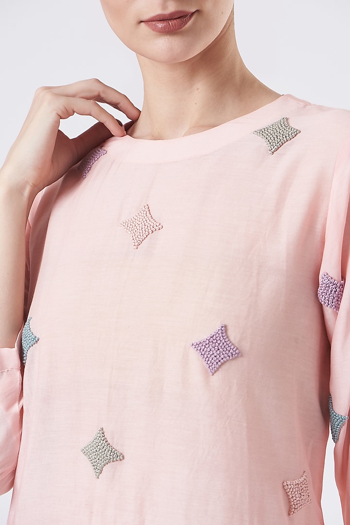 Baby PInk Cotton Silk Mini Summer Dress by Sejal Jain at Pernia's Pop Up Shop