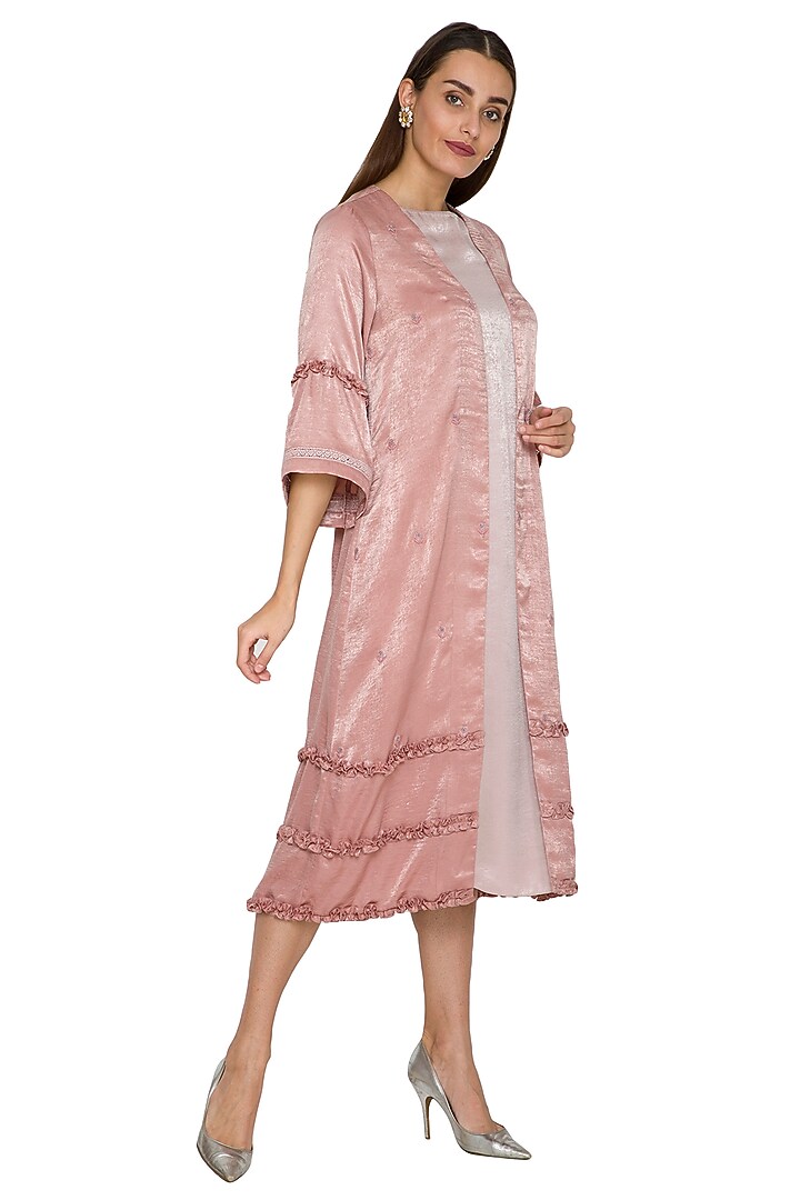 Blush Pink Embroidered Cape With Inner by Sejal Jain at Pernia's Pop Up Shop