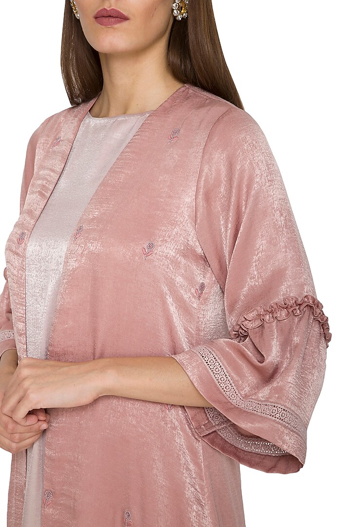 Blush Pink Embroidered Cape With Inner by Sejal Jain at Pernia's Pop Up Shop