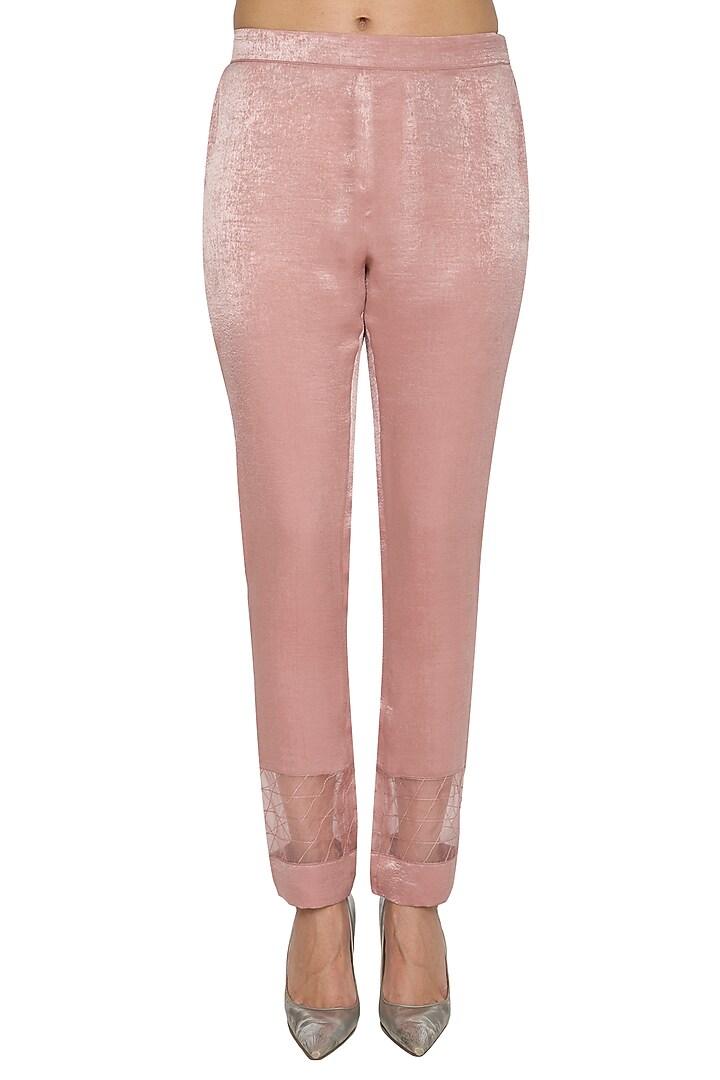 Blush Pink Embroidered Short Tunic With Cigarette Pants by Sejal Jain at Pernia's Pop Up Shop