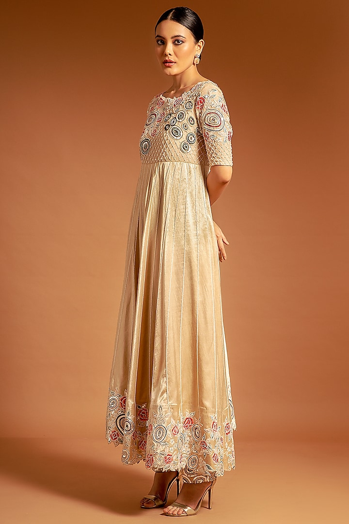 Ivory Embroidered Asymmetrical Tunic Set by SEJAL KAMDAR
