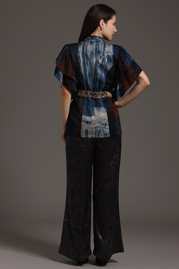 Maroon & Blue Tie-Dyed Jacket Set by SEJAL KAMDAR at Pernia's Pop Up Shop