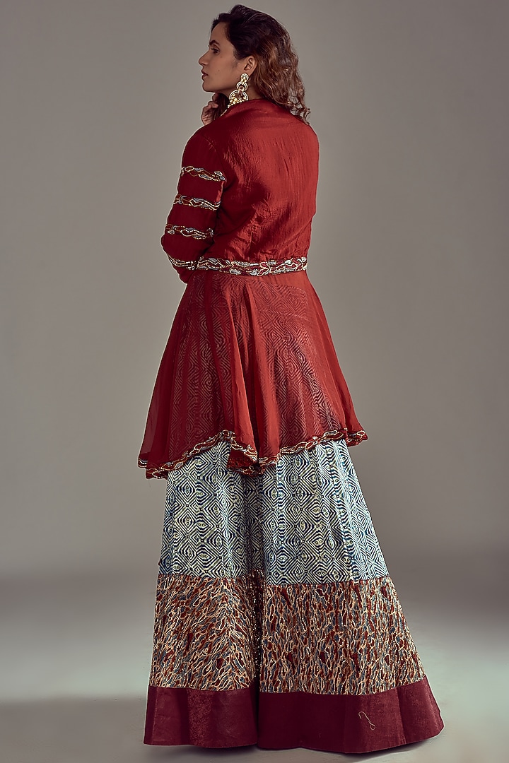 Multi-Colored Printed & Embroidered Lehenga Set by SEJAL KAMDAR at Pernia's Pop Up Shop