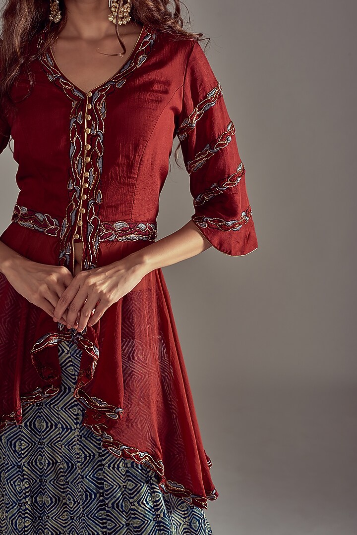 Multi-Colored Printed & Embroidered Lehenga Set by SEJAL KAMDAR at Pernia's Pop Up Shop