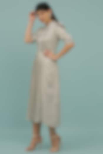 Grey Silk Blend A-Line Dress by SEJAL KAMDAR