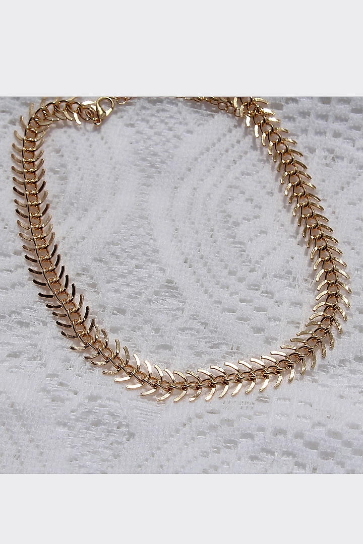 Gold Finish Metal Choker Necklace by Senshi