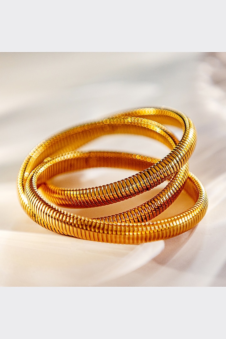 Gold Finish Trendy Stackable Bracelet by Senshi