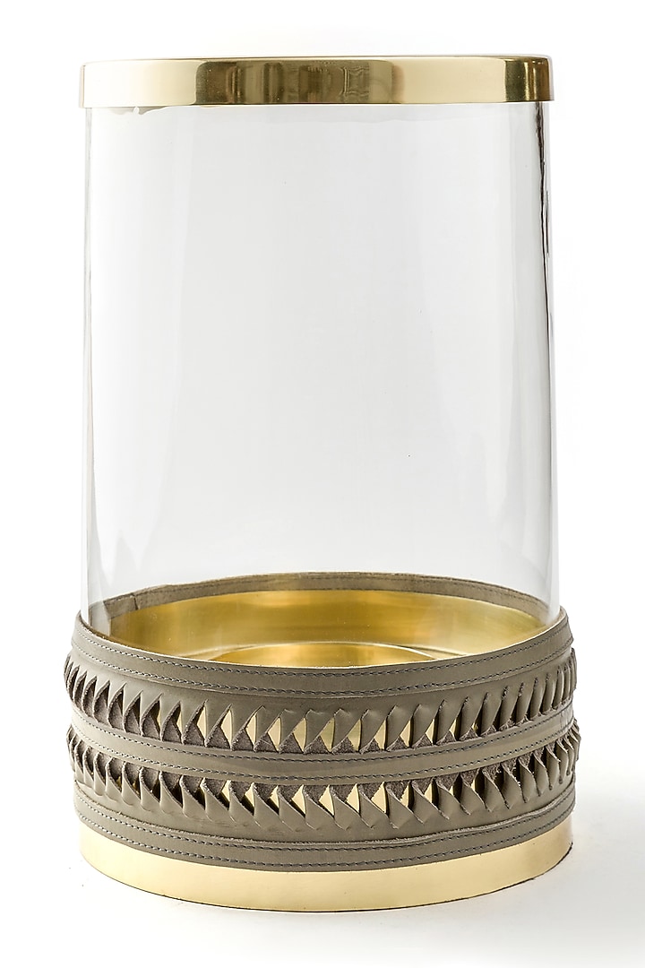 Grey Steel Hurricane Candle Holder by Serein Wellness at Pernia's Pop Up Shop