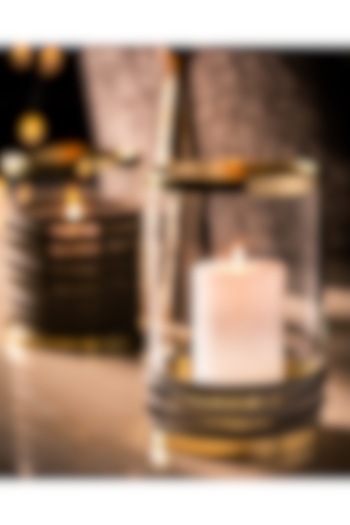 Grey Steel Hurricane Candle Holder by Serein Wellness at Pernia's Pop Up Shop