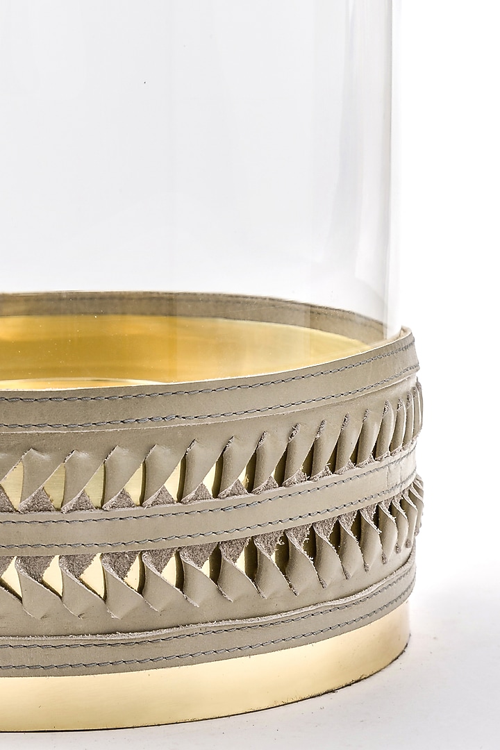 Grey Steel Hurricane Candle Holder by Serein Wellness at Pernia's Pop Up Shop