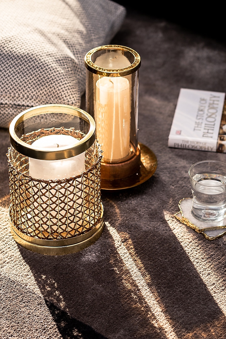 White Base Hurricane Candle Pillar by Serein Wellness at Pernia's Pop Up Shop
