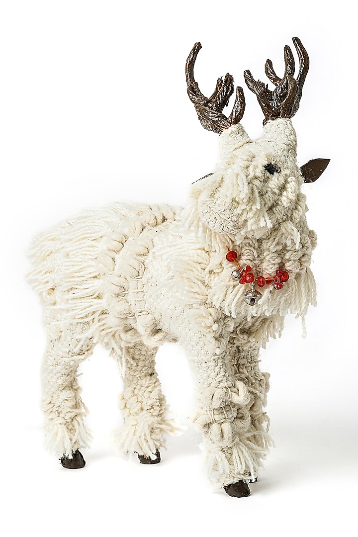 White Christmas Sitting Reindeer by Serein Wellness