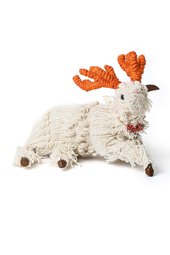 White Papier Mache Christmas Reindeer by Serein Wellness