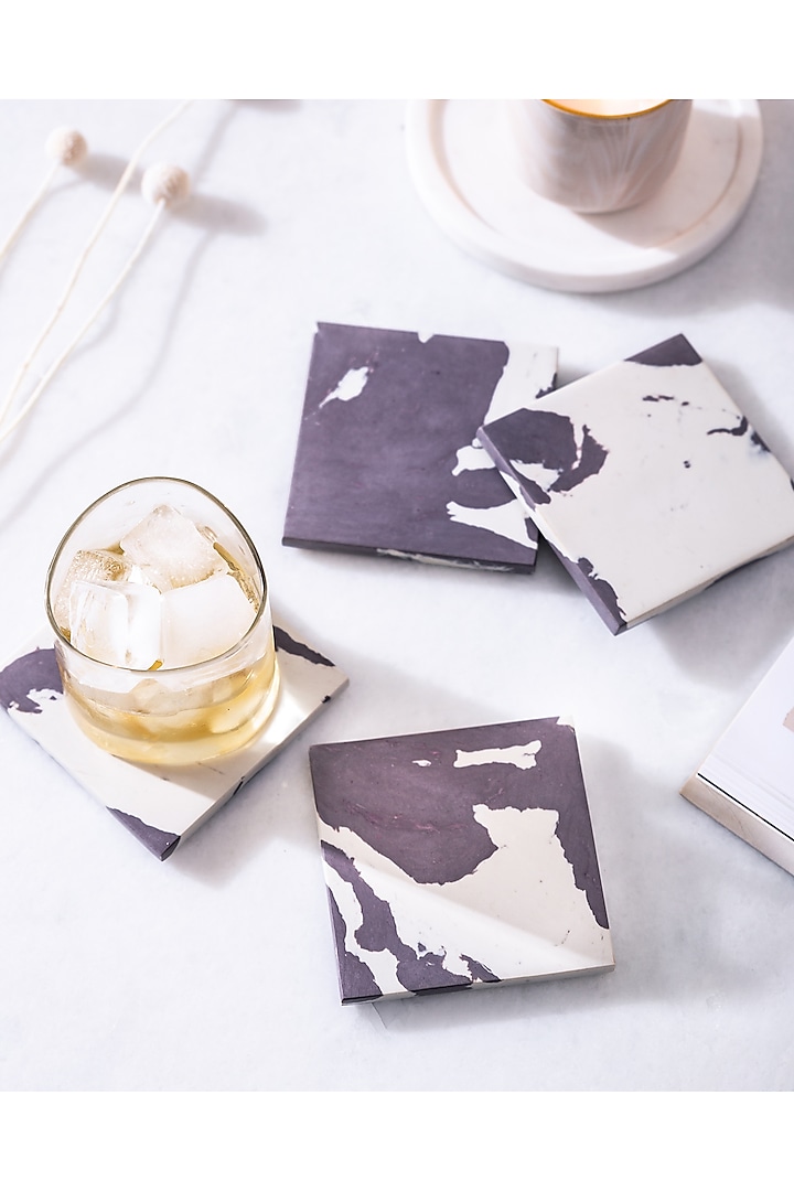 Grey Faux Marble Coasters (Set of 4) by Serein Wellness