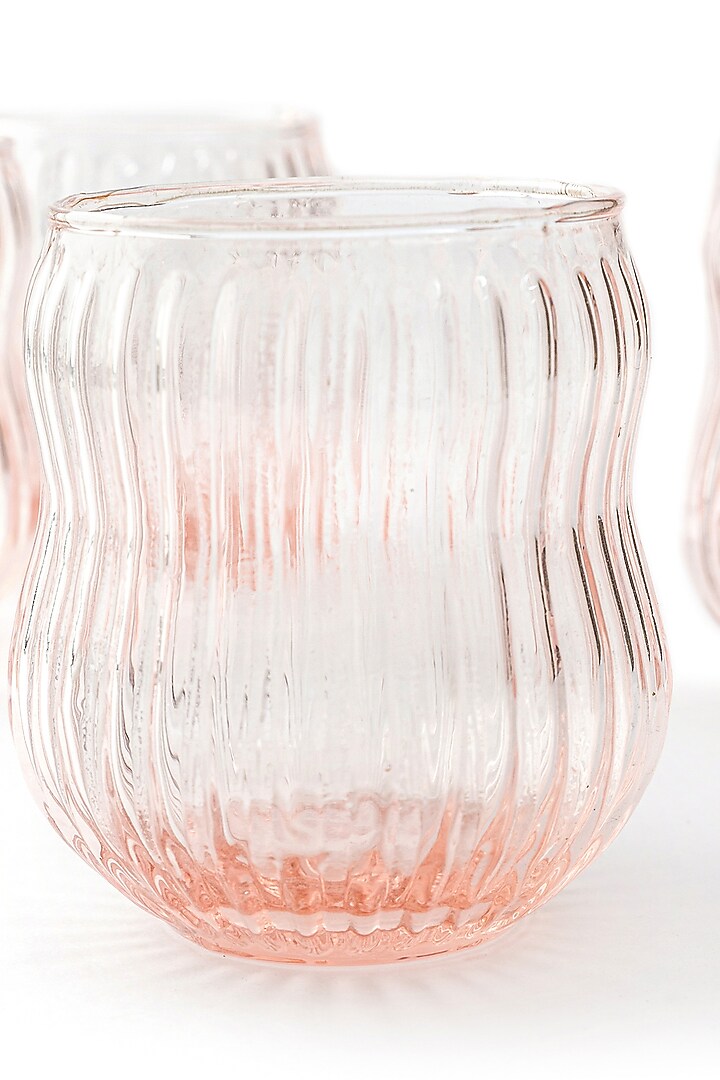 Pink Hand-Blown Drinking Glasses (Set of 4) by Serein Wellness at Pernia's Pop Up Shop