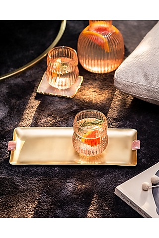 Pink Hand-Blown Drinking Glasses (Set of 4) by Serein Wellness