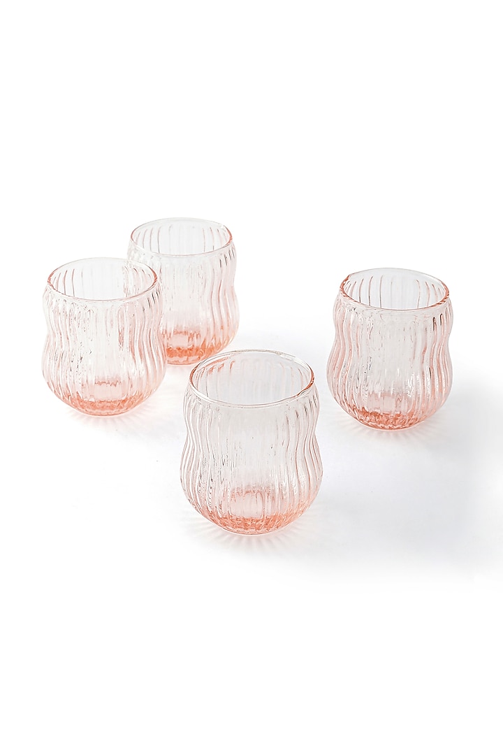 Pink Hand-Blown Drinking Glasses (Set of 4) by Serein Wellness at Pernia's Pop Up Shop