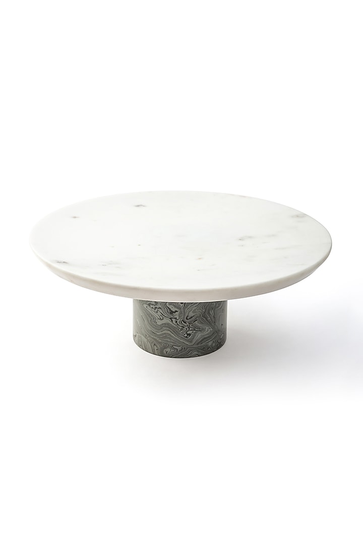White & Grey Marble Cake Stand by Serein Wellness at Pernia's Pop Up Shop