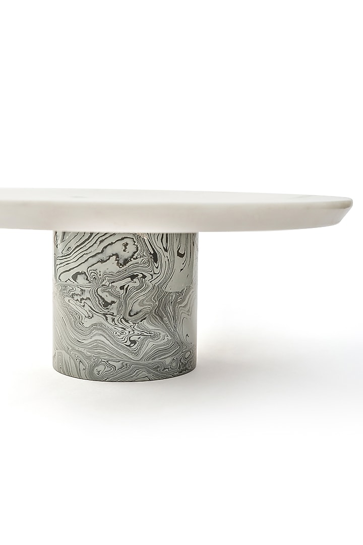 White & Grey Marble Cake Stand by Serein Wellness at Pernia's Pop Up Shop