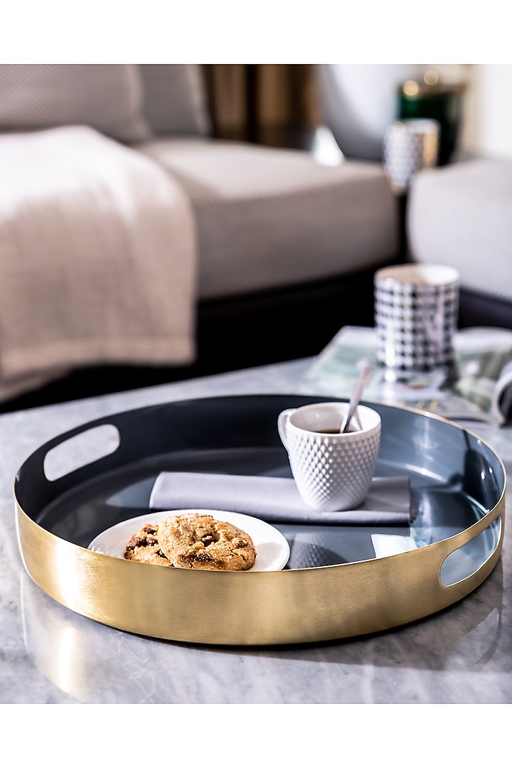 Grey Iron Enamelled Tray by Serein Wellness at Pernia's Pop Up Shop