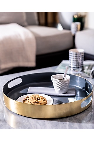 Grey Iron Enamelled Tray by Serein Wellness
