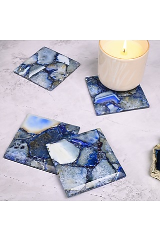 Blue Agate Handmade Coaster (Set Of 4) by Serein Wellness