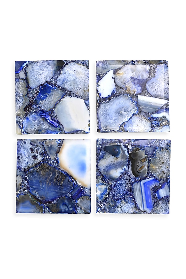 Blue Agate Handmade Coaster (Set Of 4) by Serein Wellness at Pernia's Pop Up Shop