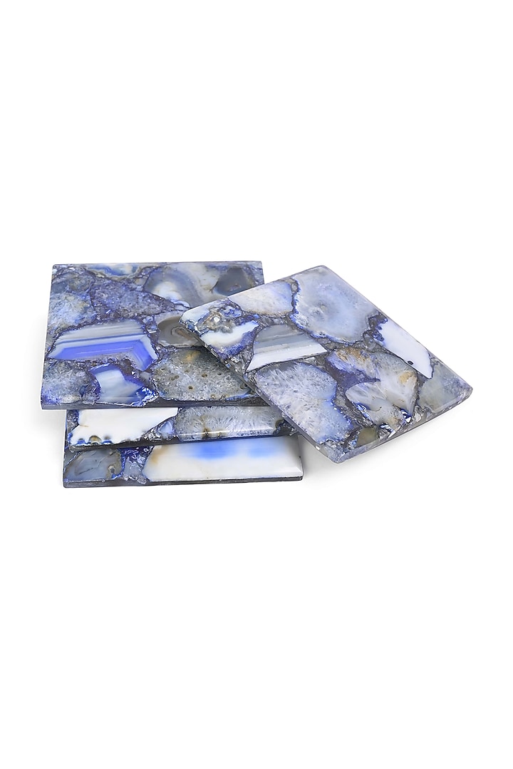 Blue Agate Handmade Coaster (Set Of 4) by Serein Wellness at Pernia's Pop Up Shop