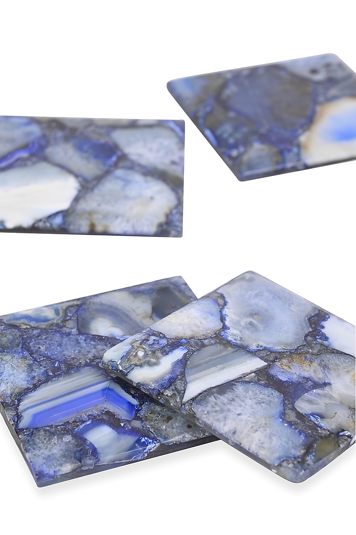 Blue Agate Handmade Coaster (Set Of 4) by Serein Wellness at Pernia's Pop Up Shop