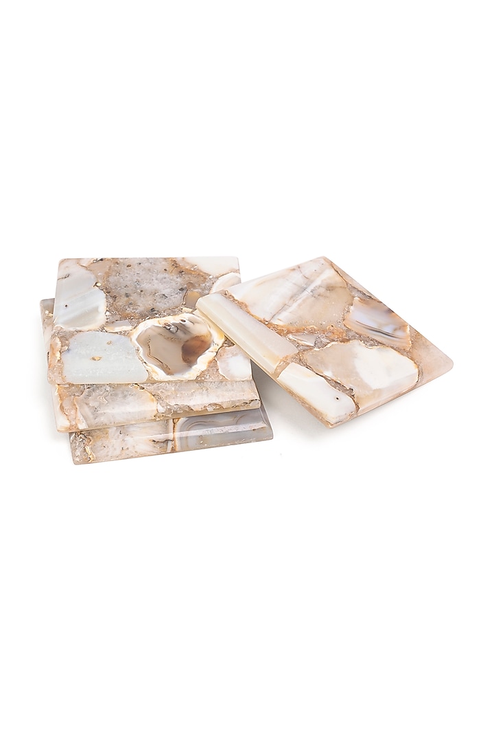 Brown Agate Handmade Coaster (Set Of 4) by Serein Wellness at Pernia's Pop Up Shop