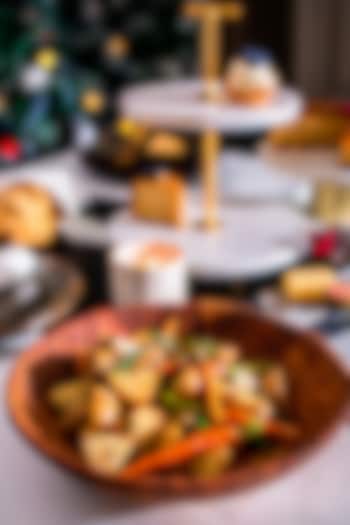 Brown Acacia Wood Serving Bowl by Serein Wellness at Pernia's Pop Up Shop