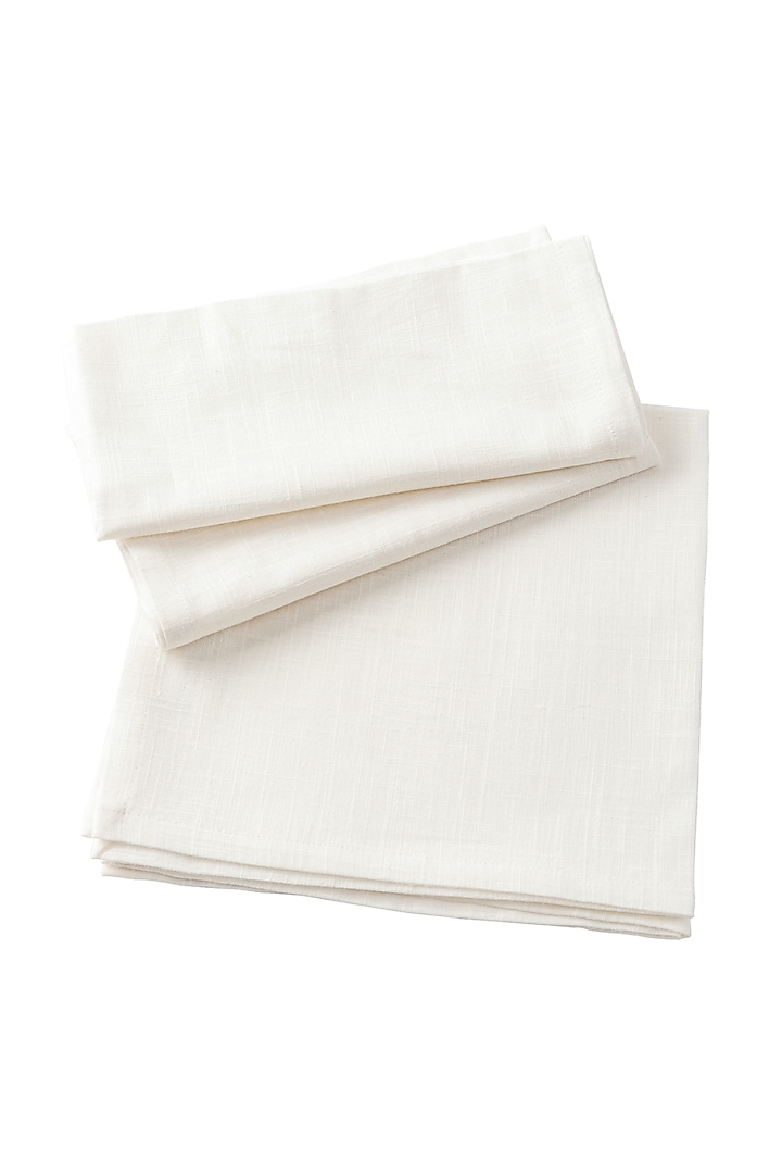 Ivory Cotton Table Napkins (Set of 4) by Serein Wellness at Pernia's Pop Up Shop