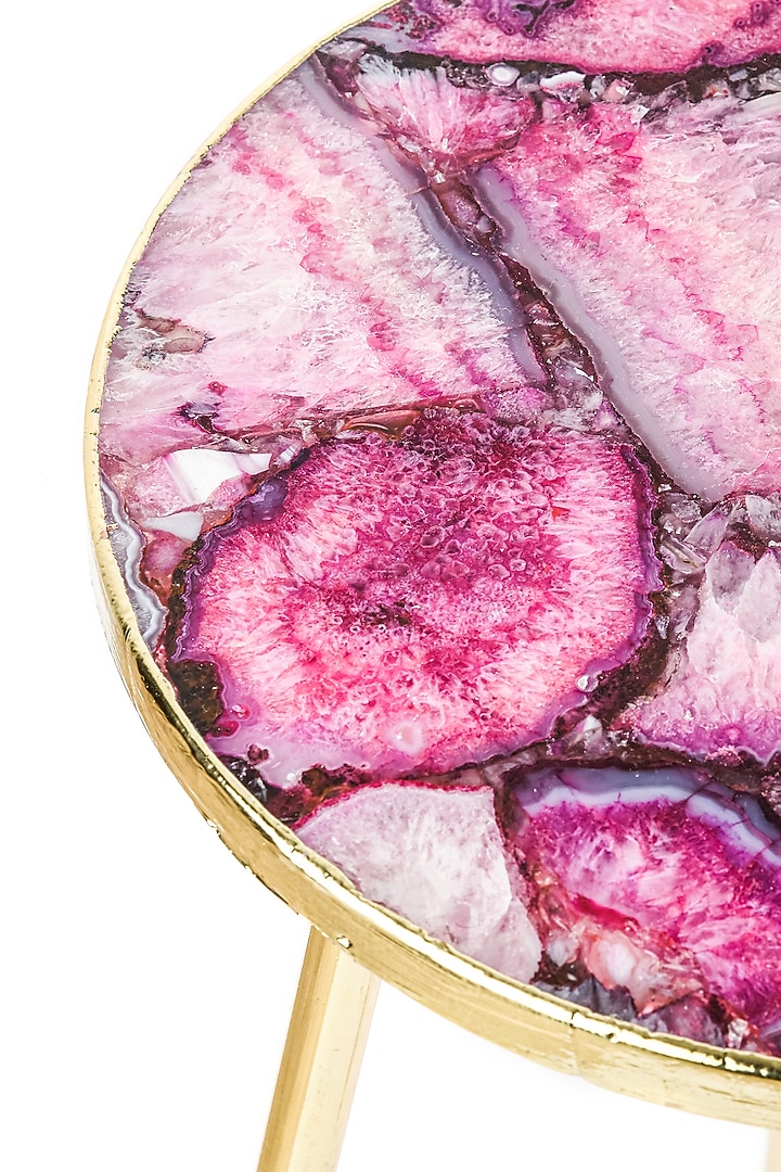 Pink Agate & Stainless Steel Coffee Table by Serein Wellness at Pernia's Pop Up Shop