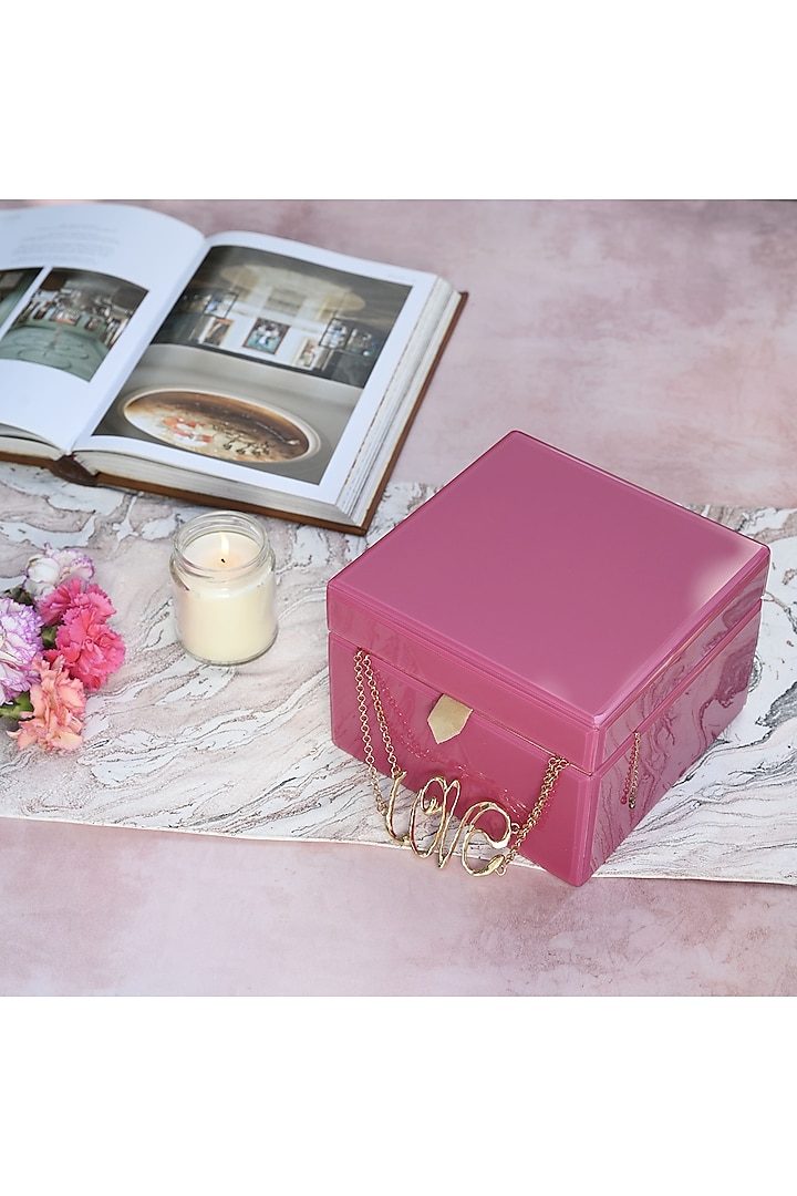 Pink Glass & Cotton Suede Handcrafted Jewelry Box by Serein Wellness at Pernia's Pop Up Shop