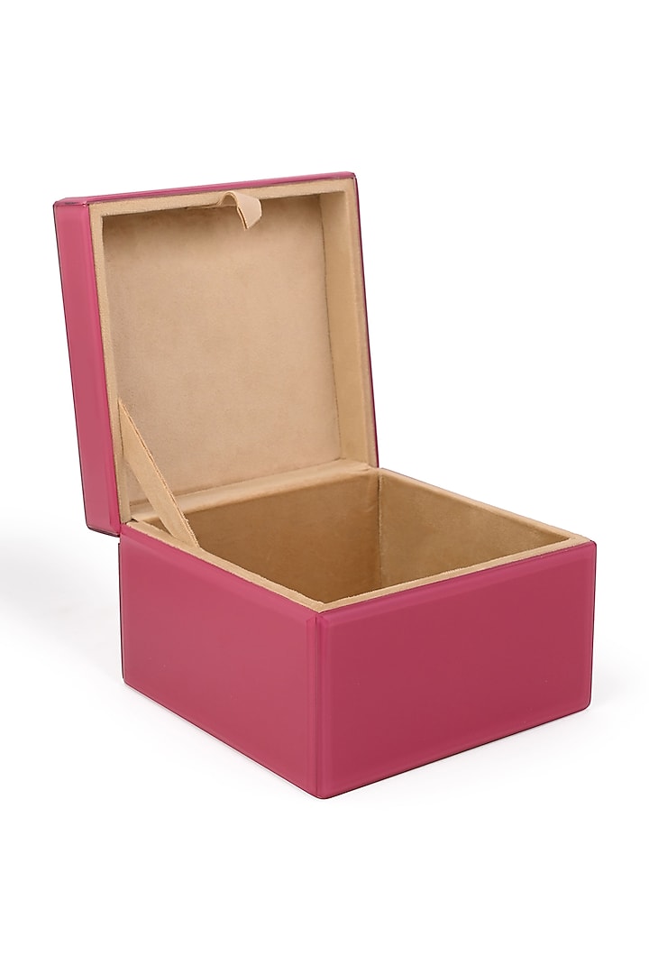 Pink Glass & Cotton Suede Handcrafted Jewelry Box by Serein Wellness at Pernia's Pop Up Shop