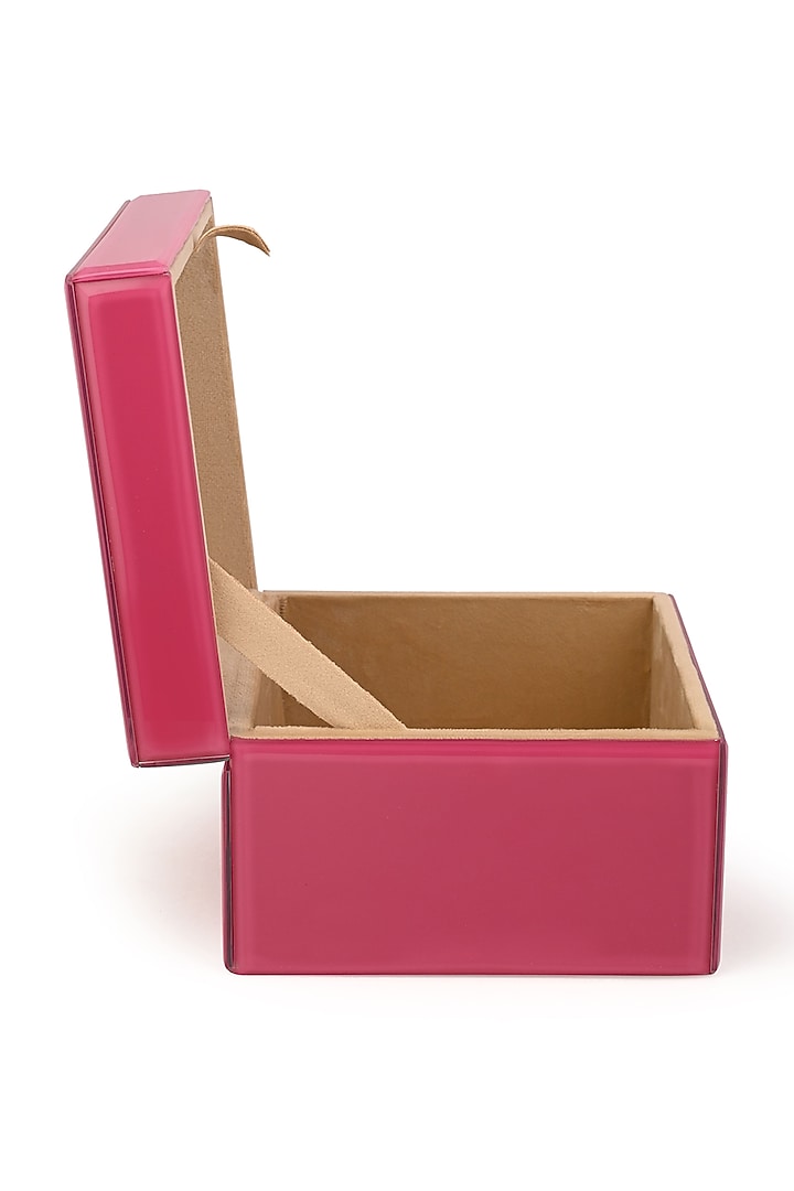 Pink Glass & Cotton Suede Handcrafted Jewelry Box by Serein Wellness at Pernia's Pop Up Shop