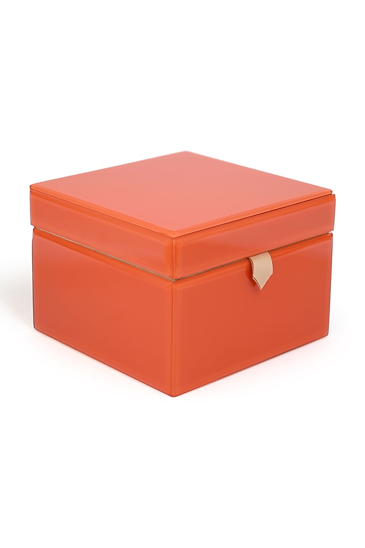 Orange Tinted Glass & Cotton Suede Handcrafted Jewellery Utility Box by Serein Wellness at Pernia's Pop Up Shop