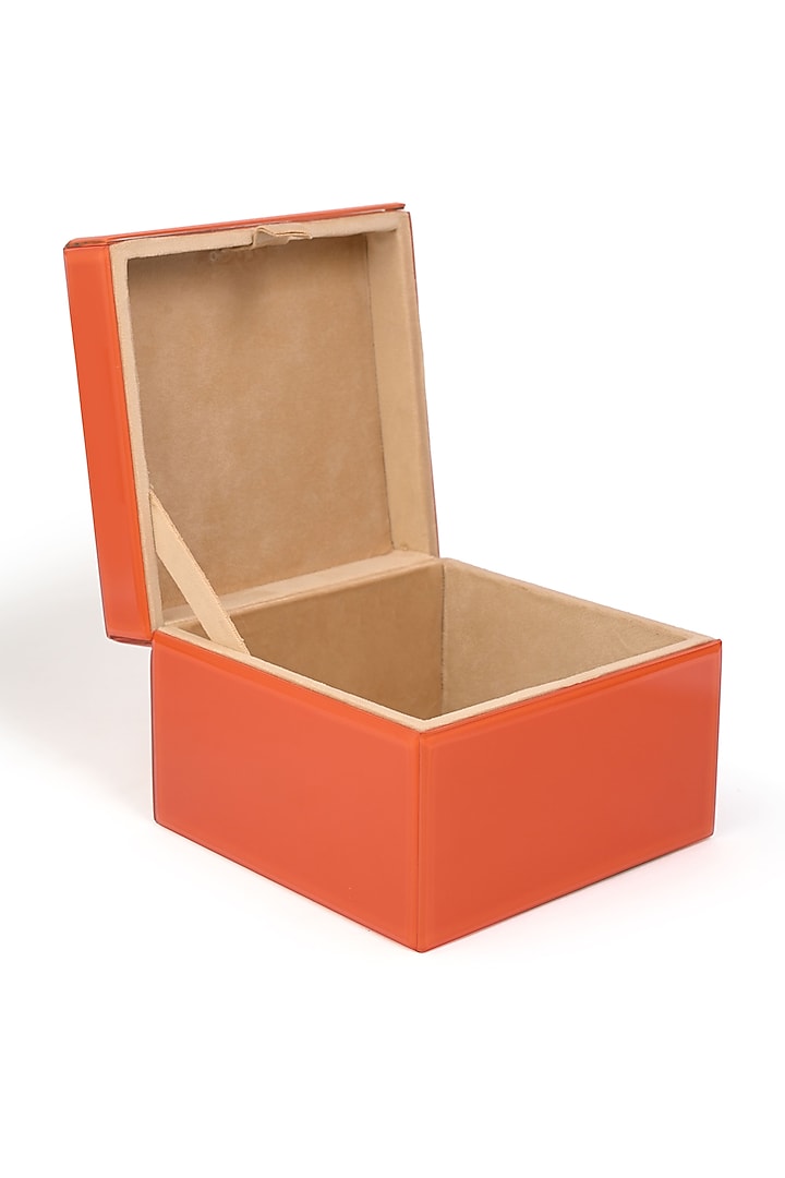 Orange Tinted Glass & Cotton Suede Handcrafted Jewellery Utility Box by Serein Wellness at Pernia's Pop Up Shop