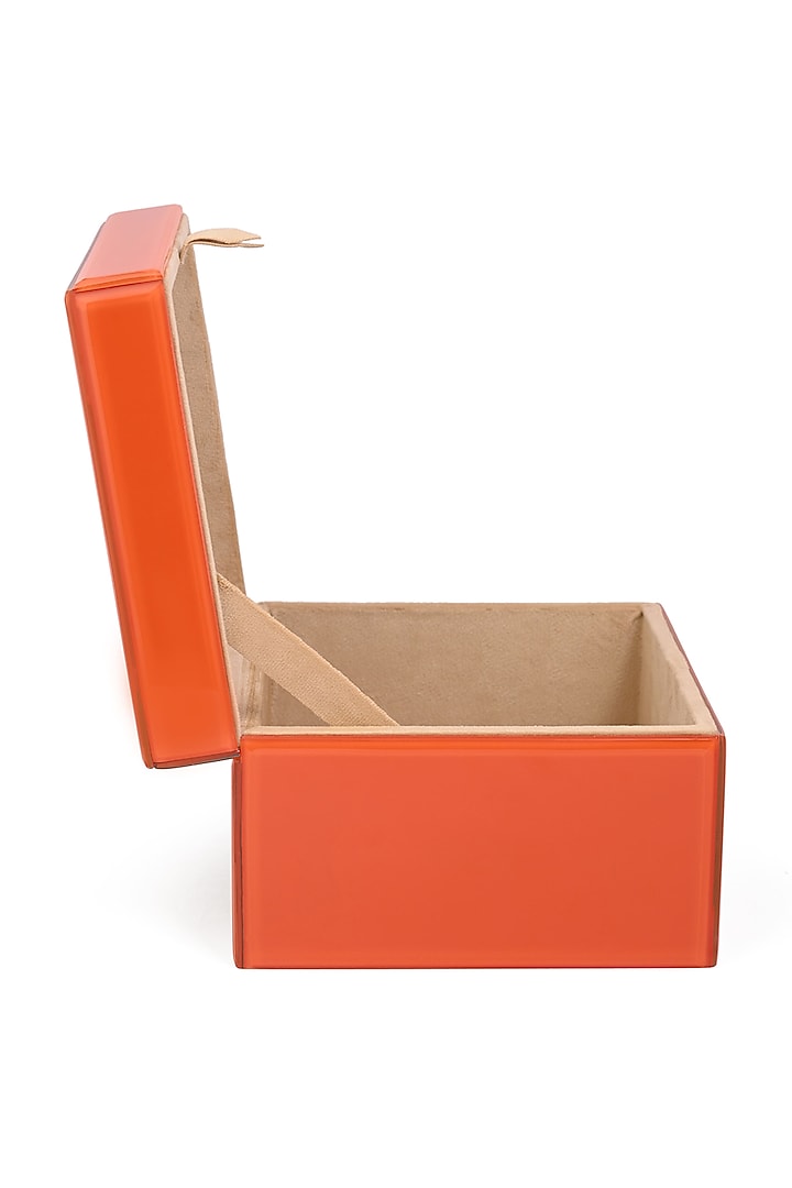 Orange Tinted Glass & Cotton Suede Handcrafted Jewellery Utility Box by Serein Wellness at Pernia's Pop Up Shop