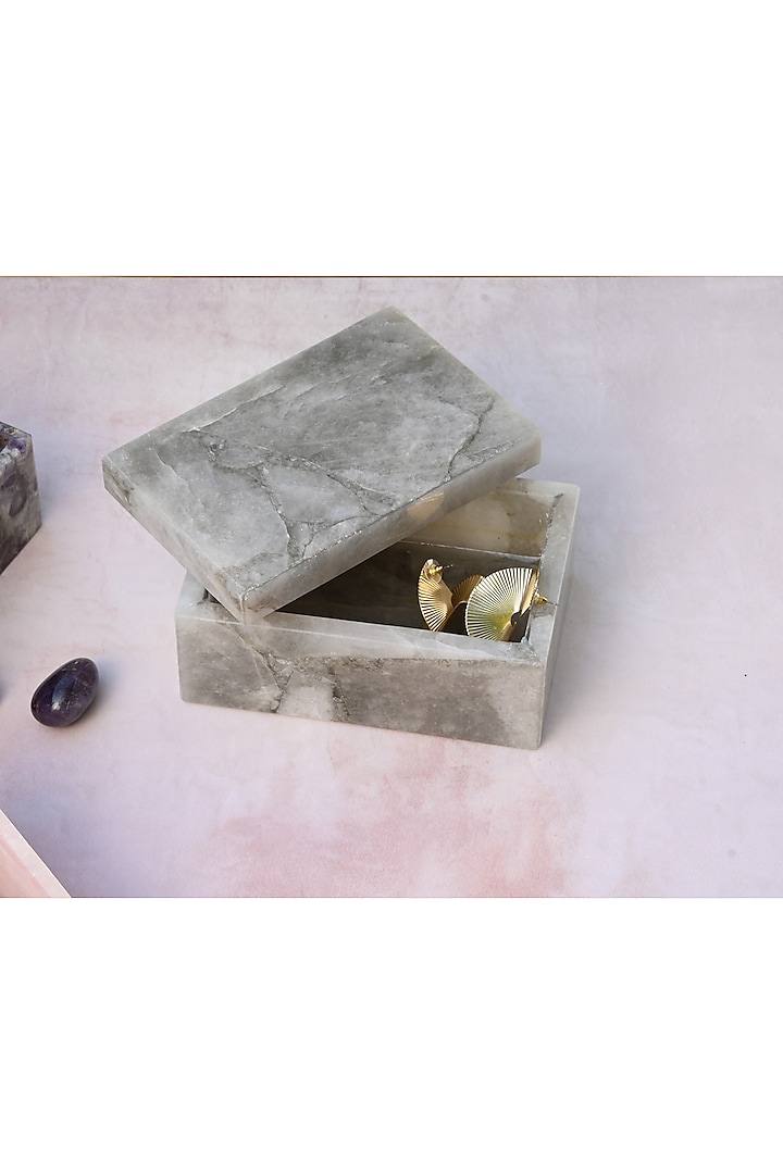 Grey Smoky Quartz Handcrafted Jewellery Utility Box by Serein Wellness at Pernia's Pop Up Shop