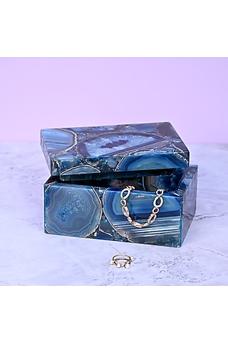Blue Agate Handcrafted Jewellery Utility Box by Serein Wellness