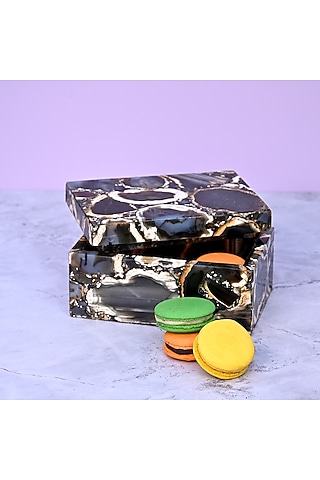 Black Agate Handcrafted Jewellery Utility Box by Serein Wellness