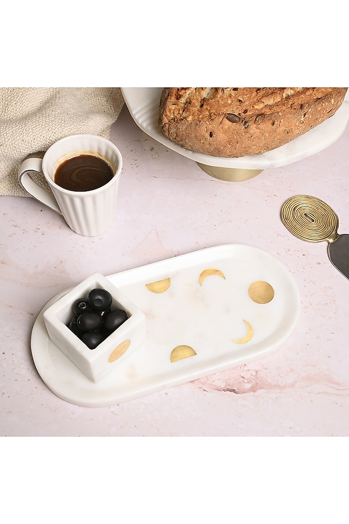 White Marble Tray (Set of 2) by Serein Wellness at Pernia's Pop Up Shop