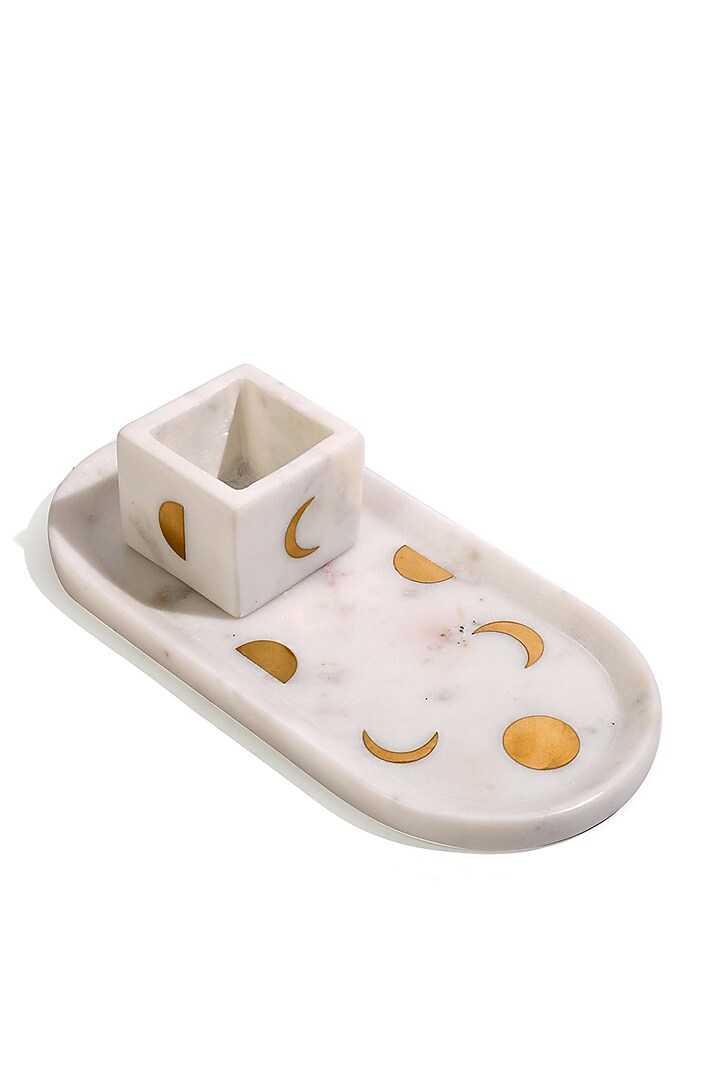 White Marble Tray (Set of 2) by Serein Wellness at Pernia's Pop Up Shop