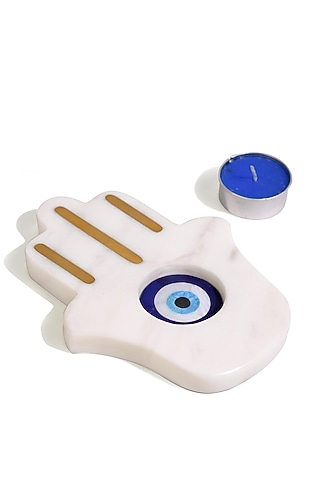 White Marble Candle Holder by Serein Wellness