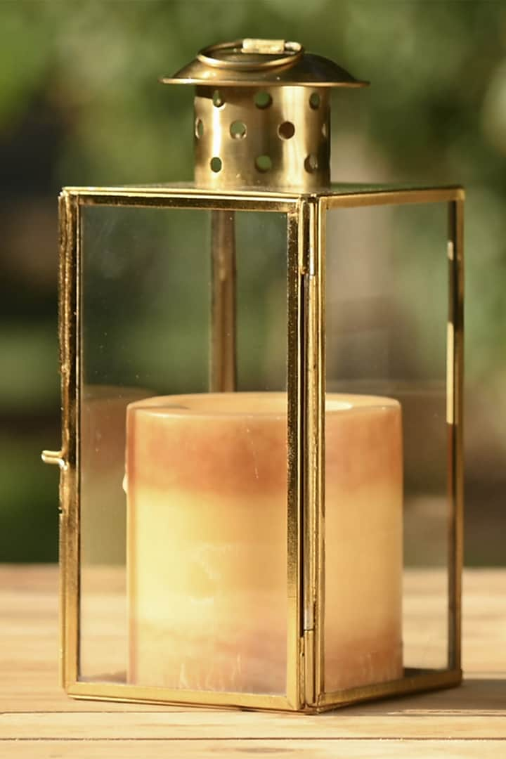 Gold Brass & Glass Lantern by Serein Wellness at Pernia's Pop Up Shop